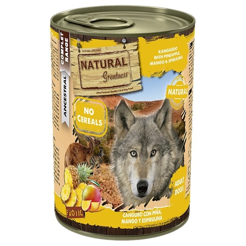 Comida húmeda Natural Greatness Canguro con Piña, Mango y Espirulina
