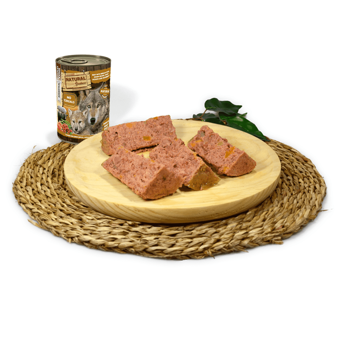 Comida húmeda Natural Greatness Vacuno con Cerdo Ibérico, Judías Verdes, Boniato y Arándanos - Imagen 2