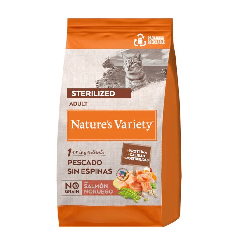 Pienso Nature's Variety Gato Adulto Esterilizado No Grain Salmón