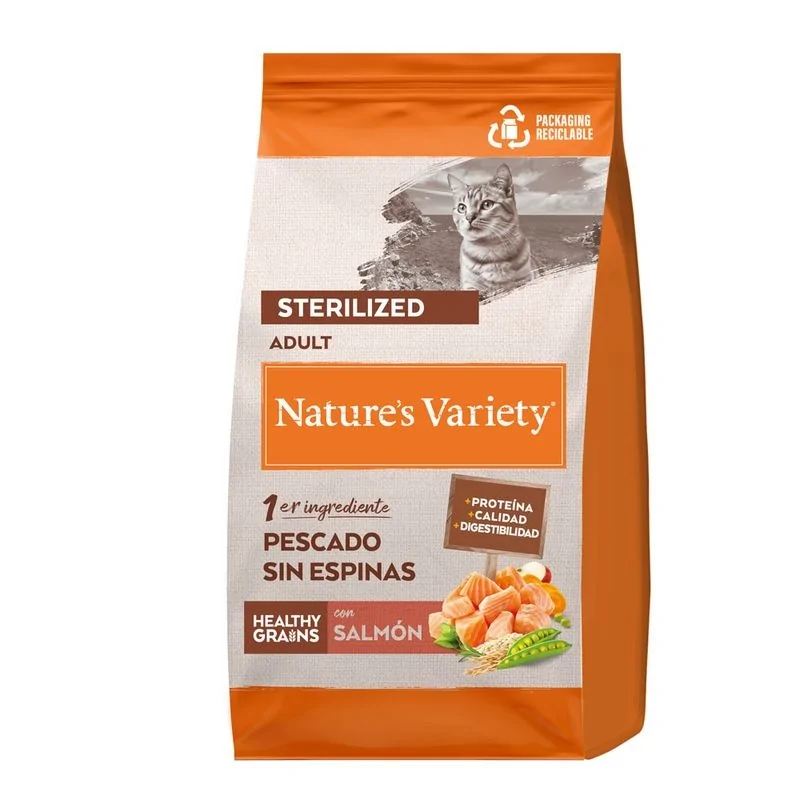 Pienso Nature's Variety Gato Adulto Esterilizado Healthy Grains Salmón