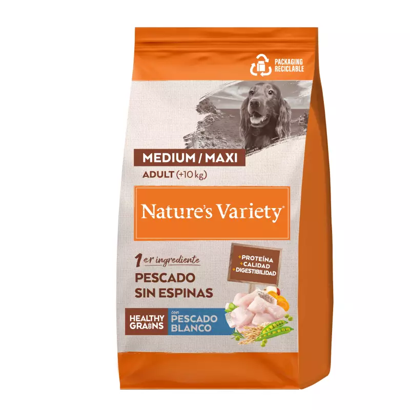 Pienso Nature's Variety Perro Adulto Medium/Maxi Healthy Grains Pescado Blanco