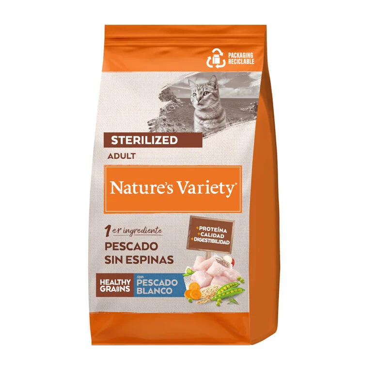 Pienso Nature's Variety Gato Adulto Esterilizado Healthy Grains Pescado Blanco