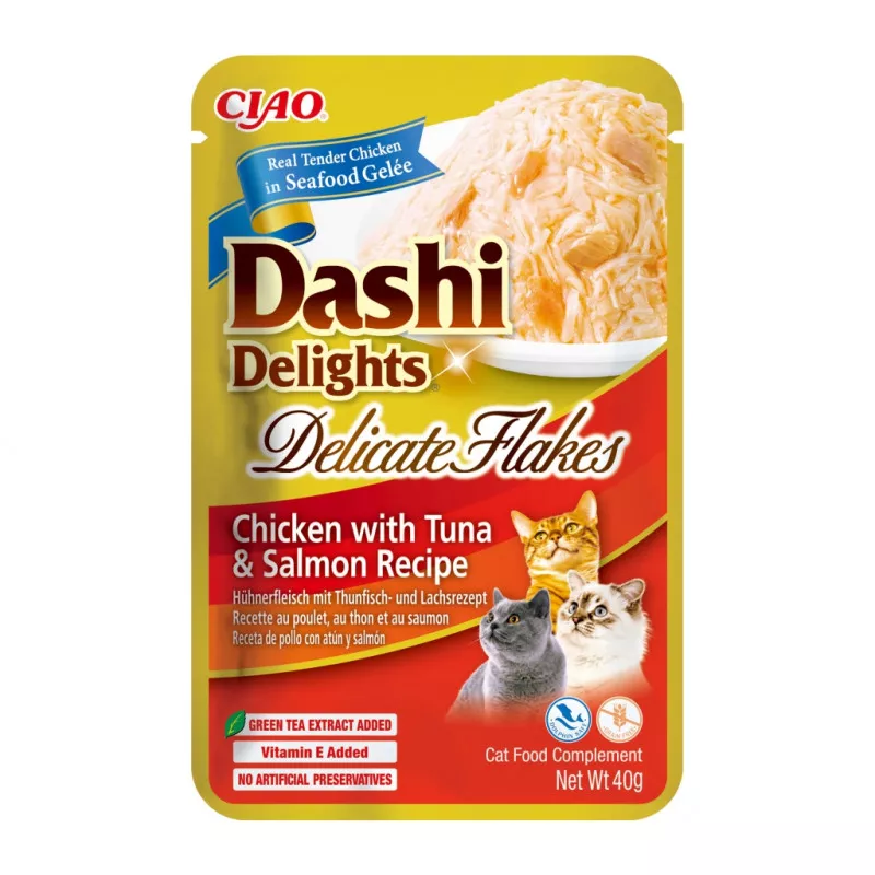 Churu Cat Dashi Delicate Flakes Pollo con Atún y Salmón