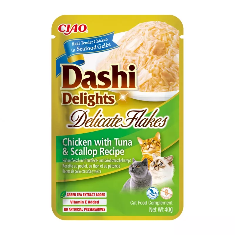 Churu Cat Dashi Delicate Flakes Pollo con Atún y Vieira