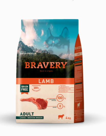 Pienso Bravery Perro Adulto Medium/Maxi Cordero